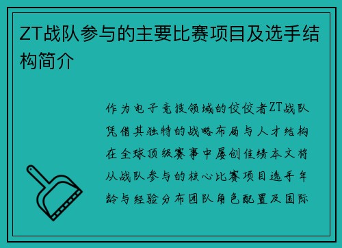 ZT战队参与的主要比赛项目及选手结构简介